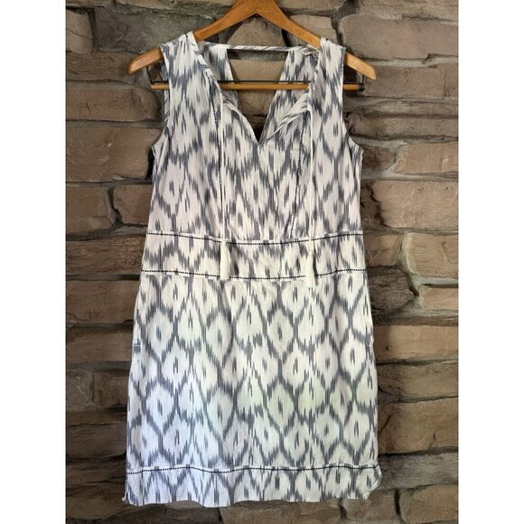 Toad&Co Dresses & Skirts - Toad & Co Size XS Shakti Ikat Dress White Grey Sleeveless Front Tie 100% Cotton